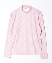 【VIVA HEART/GOLF】 ローブチェックプリント 長袖モックネックシャツ