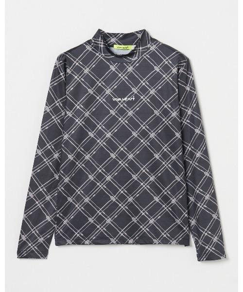 VIVA HEART ゴルフ ポロシャツ チェック柄 メンズ 54【新品未使用】 VIVA HEART/GOLF】 ローブチェックプリント 長袖モックネックシャツ