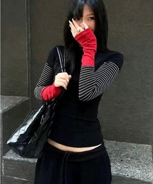 Striped contrast layer tops