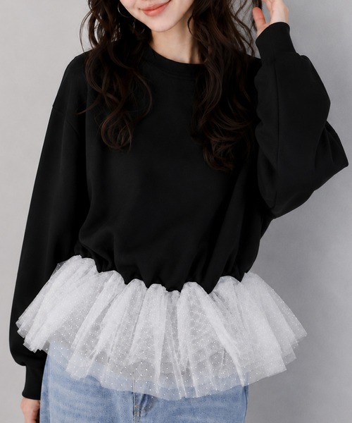 by LEGNA(バイレグナ)の「チュールペプラムドッキングトップス(Tシャツ/カットソー・レディース・杢グレー/ブラック/ホワイト・LARGE/MEDIUM)」の1枚目の写真