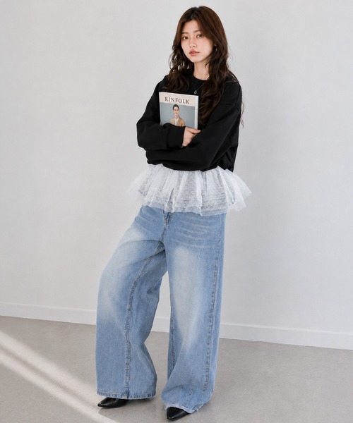 by LEGNA(バイレグナ)の「チュールペプラムドッキングトップス(Tシャツ/カットソー・レディース・杢グレー/ブラック/ホワイト・LARGE/MEDIUM)」の15枚目の写真