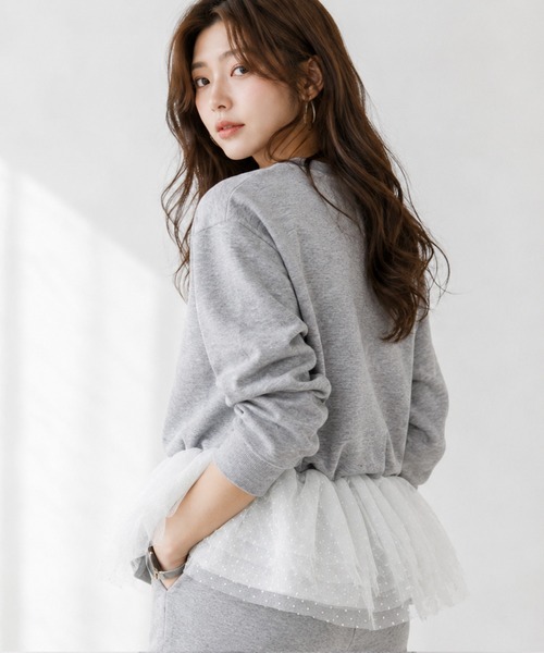 by LEGNA(バイレグナ)の「チュールペプラムドッキングトップス(Tシャツ/カットソー・レディース・杢グレー/ブラック/ホワイト・LARGE/MEDIUM)」の6枚目の写真