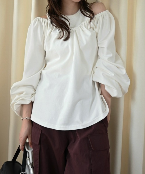 WILLFULLY(ウィルフリー)の「rib tank layered off shoulder tops(Tシャツ/カットソー・レディース・ヘザーグレー/アイボリー/ブラック・FREE)」の12枚目の写真