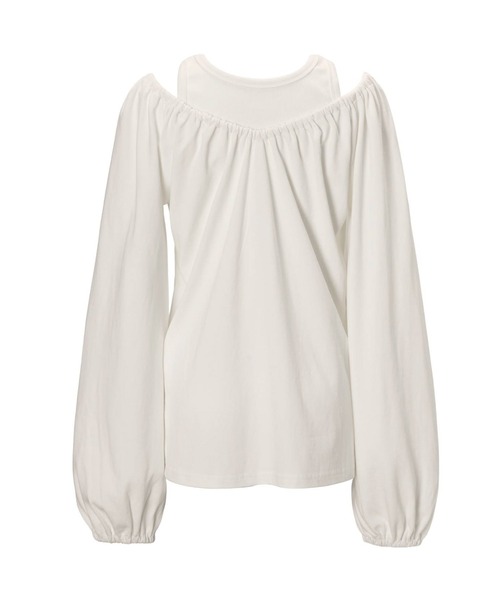WILLFULLY(ウィルフリー)の「rib tank layered off shoulder tops(Tシャツ/カットソー・レディース・ヘザーグレー/アイボリー/ブラック・FREE)」の6枚目の写真