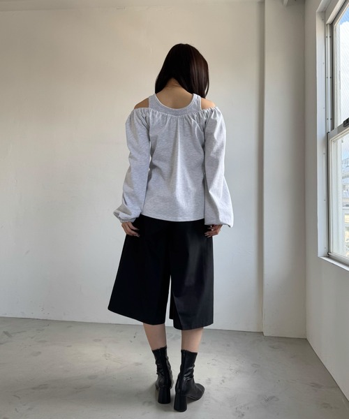 WILLFULLY(ウィルフリー)の「rib tank layered off shoulder tops(Tシャツ/カットソー・レディース・ヘザーグレー/アイボリー/ブラック・FREE)」の16枚目の写真