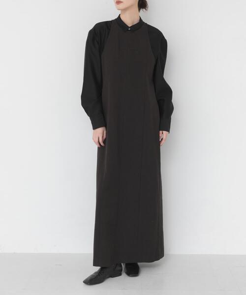 URBAN RESEARCH(アーバンリサーチ)の「new basic WOOL LINEN SILK ONE-PIECE(ワンピース・レディース・ブラウン・38/36)」の1枚目の写真