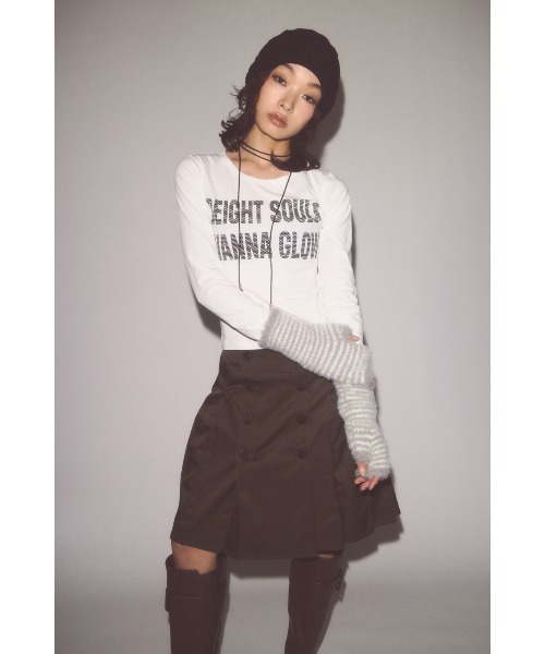 LAGUA GEM(ラグアジェム)の「DOT LETTERING PRINT トップス(Tシャツ/カットソー・レディース・ネイビー/ホワイト/バーガンディー/ブラック・FREE)」の6枚目の写真