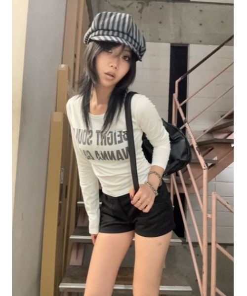 LAGUA GEM(ラグアジェム)の「DOT LETTERING PRINT トップス(Tシャツ/カットソー・レディース・ネイビー/ホワイト/バーガンディー/ブラック・FREE)」の12枚目の写真