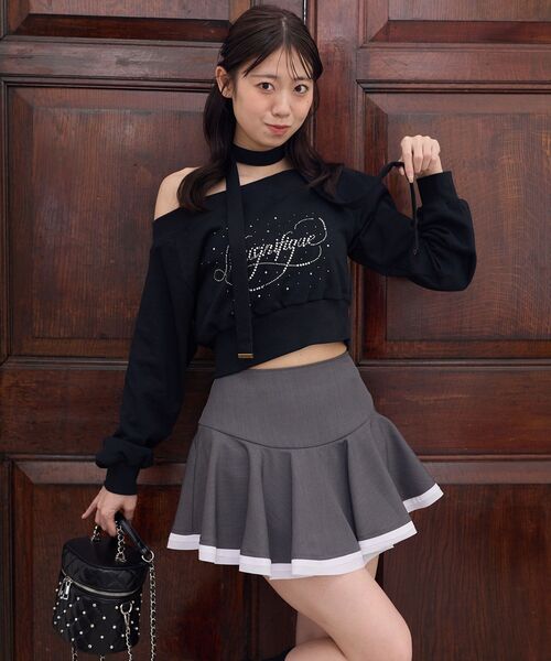 MAJESTIC LEGON(マジェスティックレゴン)の「バイカラーヘムレイヤードライクスカパン(スカート・レディース・ブラック/グレー・MEDIUM)」の6枚目の写真