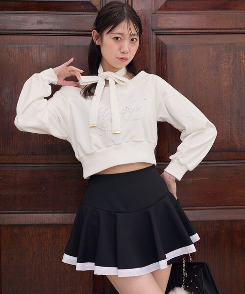 MAJESTIC LEGON(マジェスティックレゴン)の「バイカラーヘムレイヤードライクスカパン(スカート・レディース・ブラック/グレー・MEDIUM)」の13枚目の写真