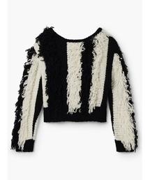 Striped fringe crop sweater / ストライプフリンジクロップセーター