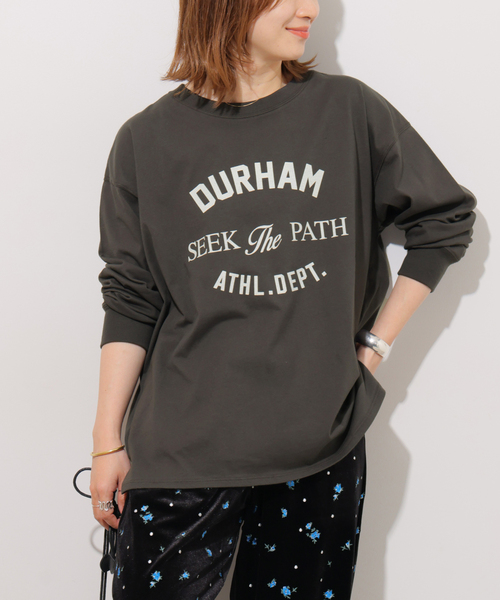 JOURNAL STANDARD relume(ジャーナルスタンダード レリューム)の「DURHAMロゴロングTシャツ(Tシャツ/カットソー・レディース・ホワイト/ブラック系その他・FREE)」の1枚目の写真