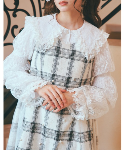 mellfy memory（メルフィーメモリー）の「Lacy lady pearl topping onepiece（ワンピース・レディース・ホワイト/ピンク・FREE）」の3枚目の写真