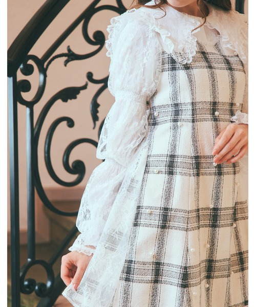 mellfy memory（メルフィーメモリー）の「Lacy lady pearl topping onepiece（ワンピース・レディース・ホワイト/ピンク・FREE）」の4枚目の写真