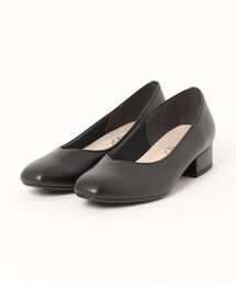 クッションインソールで疲れにくいローヒールプレーンパンプス 7515