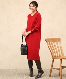 MK MICHEL KLEIN（エムケーミッシェルクラン）の「[洗える]Vネックニットワンピース（ワンピース）」