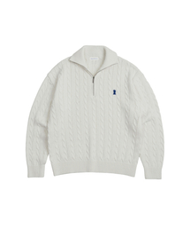 Heavyweight Cable Half Zip Knit [IVORY]_COOSKT042IVORY