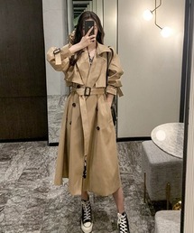 韓国風 オーバーサイズ ロングトレンチコート