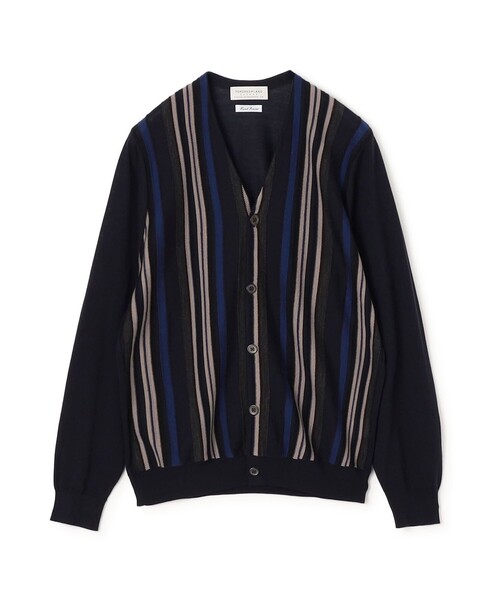 TOMORROWLAND (トゥモローランド)の「TOMORROWLAND tricot スーパーファインメリノウール ストライプVネックカーディガン S-WOOL(カーディガン/ボレロ・メンズ・ブルー系その他2/グレー系その他2・M/L/S)」の1枚目の写真