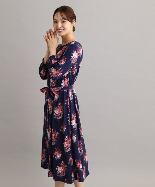 LAURA ASHLEY（ローラアシュレイ）の「【ジャージ素材／洗える／同柄アイテムあり】チスウィック柄ワンピース（ワンピース・レディース・ネイビー系・38/40）」の16枚目の写真