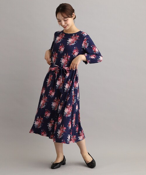 LAURA ASHLEY（ローラアシュレイ）の「【ジャージ素材／洗える／同柄アイテムあり】チスウィック柄ワンピース（ワンピース・レディース・ネイビー系・38/40）」の15枚目の写真