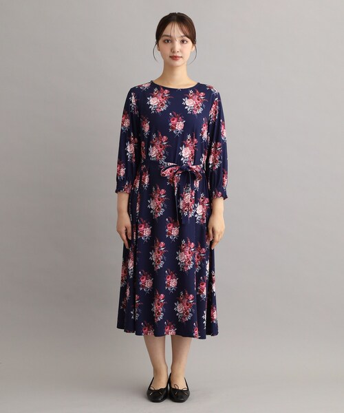 LAURA ASHLEY（ローラアシュレイ）の「【ジャージ素材／洗える／同柄アイテムあり】チスウィック柄ワンピース（ワンピース・レディース・ネイビー系・38/40）」の12枚目の写真