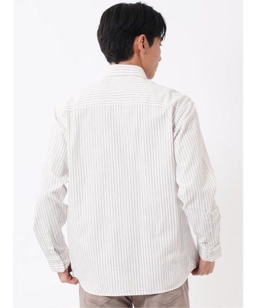 TAKA-Q(タカキュー)の「シャツ メンズ 長袖 ワイドカラー 起毛 ストライプ 綿 コットン アムンゼン ややゆったり 胸ポケット(シャツ/ブラウス・メンズ・ネイビー/ホワイト・MEDIUM/LARGE/X-LARGE)」の5枚目の写真