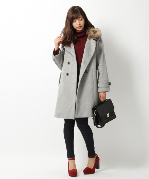 Heather（ヘザー）の「3WAYファーツキコート　723958（その他アウター・レディース・ホワイト×ブラック/グレー/ベージュ・FREE）」の4枚目の写真