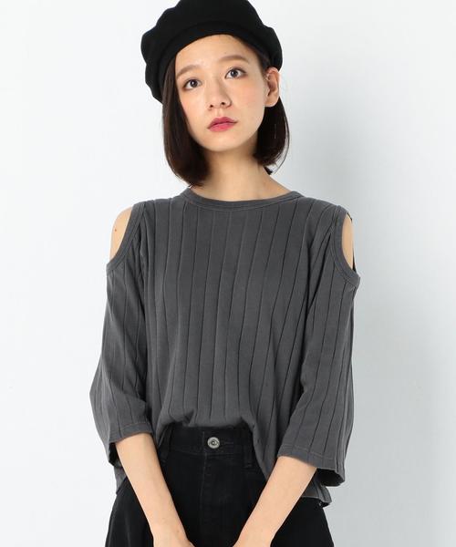 Another Edition（アナザーエディション）の「肩開きリブプルオーバー/AEBC ｶﾀｱｷ RIB PO◆（Tシャツ/カットソー・レディース・ホワイト/グレー/オレンジ・FREE）」の4枚目の写真