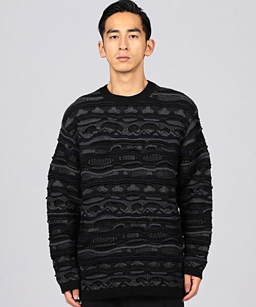 EN ROUTE（アンルート）の「ENR 3Dパターンボーダーニット◆（ニット/セーター・メンズ・グレー・1/2/3）」の3枚目の写真