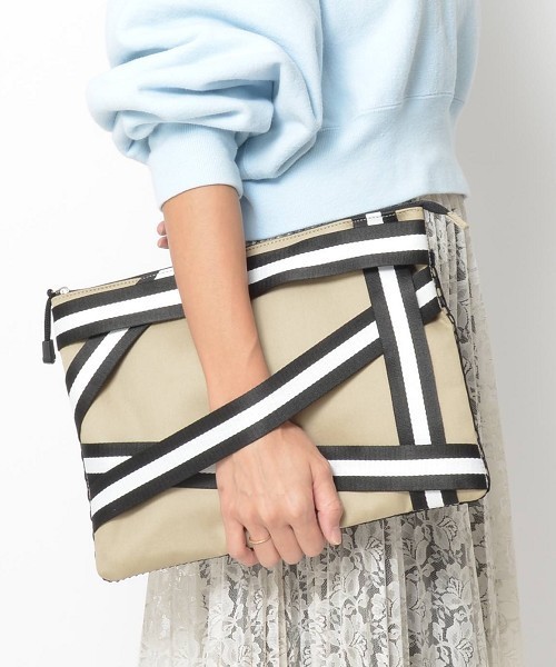 SOLPRESA（ソルプレーサ）の「テープクラッチバッグ（クラッチバッグ・レディース・ベージュ/ネイビー/キナリ・FREE）」の2枚目の写真