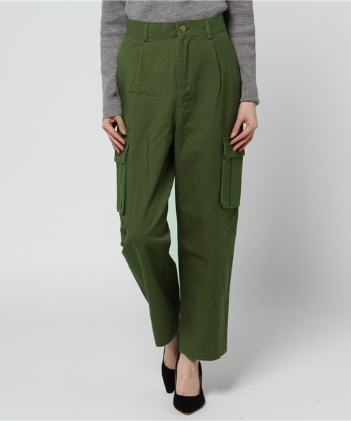 MERLOT（メルロー）の「コットンカーゴパンツ4875（カーゴパンツ・レディース・カーキ/ベージュ/ネイビー・FREE）」の2枚目の写真