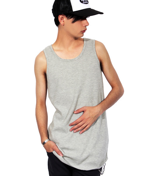 8(eight)(エイト)の「ワッフル ロング丈 タンクトップ サーマル(タンクトップ・メンズ・カーキ/ブラック/オレンジ系その他/グレー/ホワイト/ピンク・LARGE/MEDIUM)」の4枚目の写真