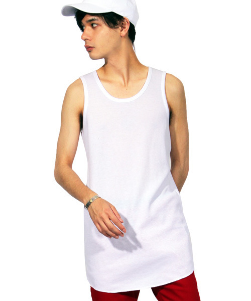 8(eight)(エイト)の「ワッフル ロング丈 タンクトップ サーマル(タンクトップ・メンズ・カーキ/ブラック/オレンジ系その他/グレー/ホワイト/ピンク・LARGE/MEDIUM)」の2枚目の写真