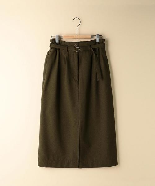coen（コーエン）の「【手洗いできる】裏起毛ウエストベルトスカート（スカート・レディース・カーキ/ネイビー・MEDIUM/LARGE）」の3枚目の写真