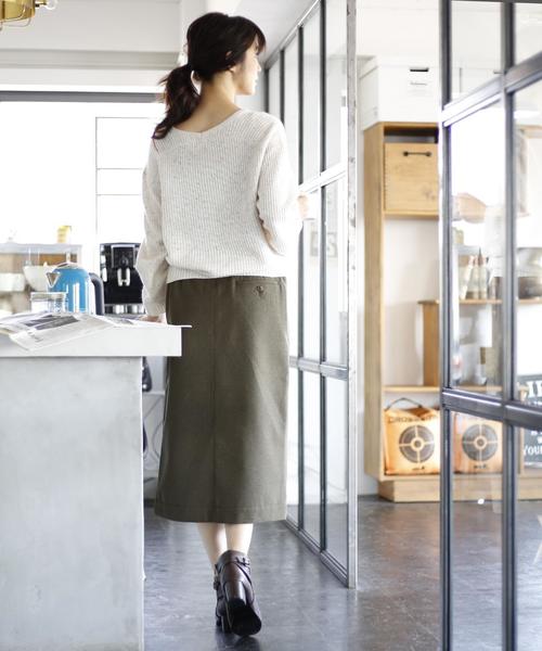 coen（コーエン）の「【手洗いできる】裏起毛ウエストベルトスカート（スカート・レディース・カーキ/ネイビー・MEDIUM/LARGE）」の19枚目の写真