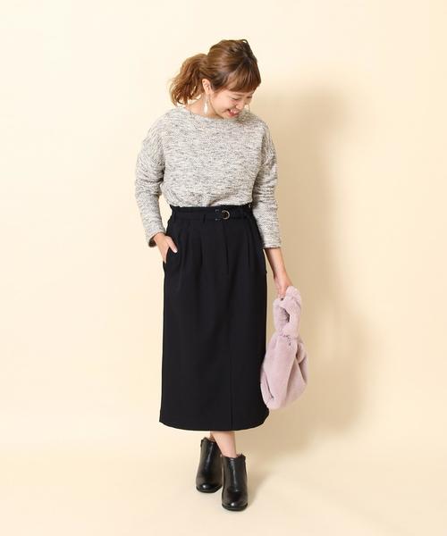 coen（コーエン）の「【手洗いできる】裏起毛ウエストベルトスカート（スカート・レディース・カーキ/ネイビー・MEDIUM/LARGE）」の13枚目の写真