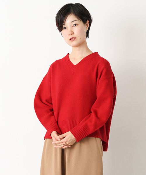 かぐれ（カグレ）の「オーバーニットプルオーバー（ニット/セーター・レディース・ベージュ/レッド/チャコールグレー・FREE）」の3枚目の写真