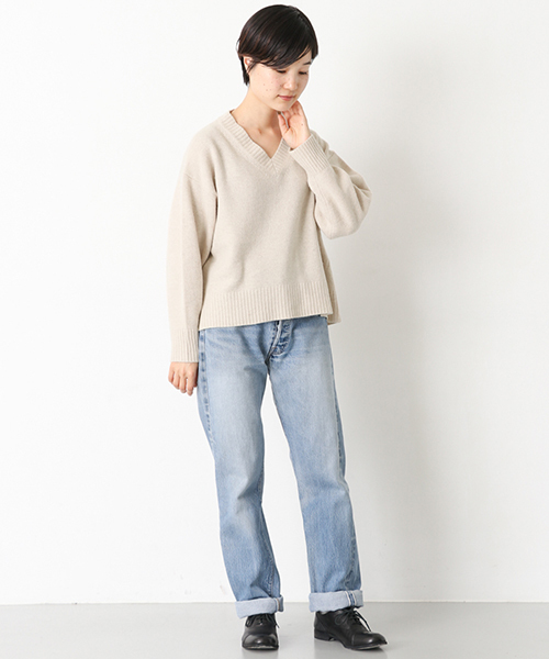 かぐれ（カグレ）の「オーバーニットプルオーバー（ニット/セーター・レディース・ベージュ/レッド/チャコールグレー・FREE）」の5枚目の写真