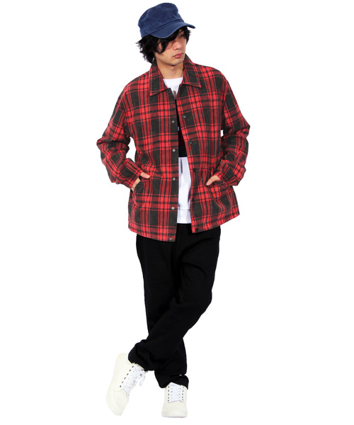 ８(eight)（エイト）の「チェック コーチジャケット ブルゾン（ブルゾン・メンズ・レッド/ブルー・MEDIUM/LARGE）」の4枚目の写真