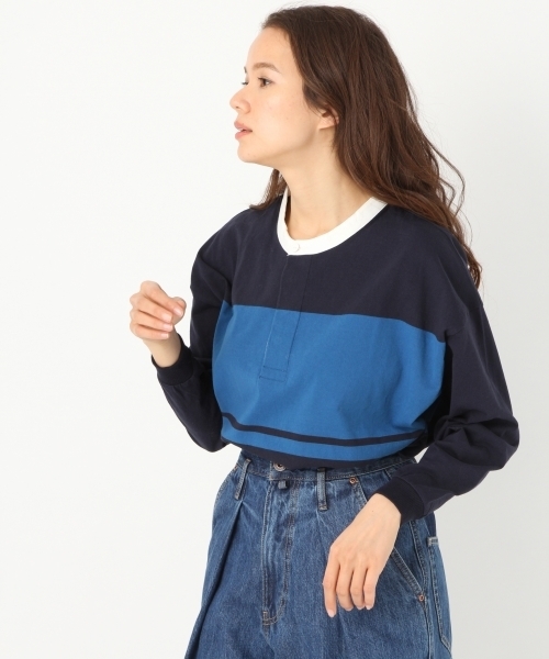 niko and...（ニコアンド）の「オリジナル空紡糸ボーダーラガーシャツ（Tシャツ/カットソー・レディース・ブラック/イエロー/レッド/ネイビー・LARGE/MEDIUM）」の3枚目の写真