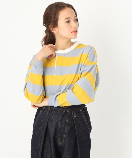 niko and...（ニコアンド）の「オリジナル空紡糸ボーダーラガーシャツ（Tシャツ/カットソー・レディース・ブラック/イエロー/レッド/ネイビー・LARGE/MEDIUM）」の4枚目の写真