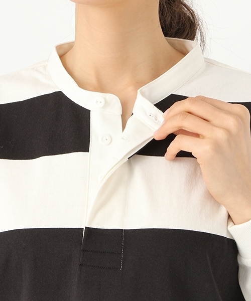 niko and...（ニコアンド）の「オリジナル空紡糸ボーダーラガーシャツ（Tシャツ/カットソー・レディース・ブラック/イエロー/レッド/ネイビー・LARGE/MEDIUM）」の8枚目の写真