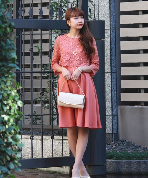 レース切り替えフレアワンピース 結婚式 成人式 謝恩会ワンピース パーティードレス ドレス Trudea トルディア のファッション ドレス セール