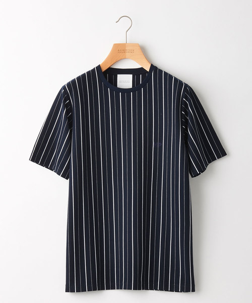 MACKINTOSH PHILOSOPHY(マッキントッシュ フィロソフィー)の「【WEB限定】 コットン鹿の子ストライプ MP刺繍Tシャツ(Tシャツ/カットソー)」|ダークネイビー