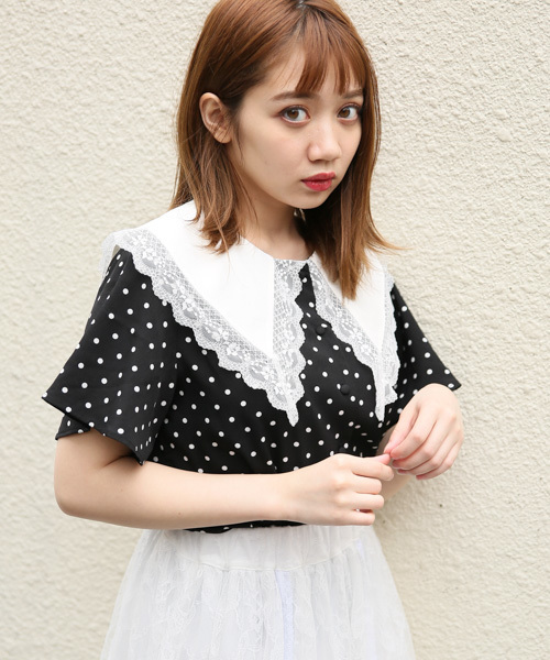 apres jour（アプレジュール）の「CONYドットエリレースブラウス【ZOZOTOWN限定アイテム】（シャツ/ブラウス・レディース・ホワイト/ブラック・フリー）」の2枚目の写真