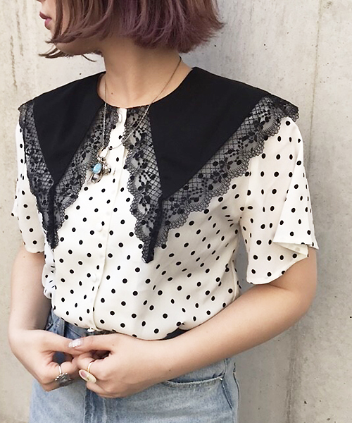 apres jour（アプレジュール）の「CONYドットエリレースブラウス【ZOZOTOWN限定アイテム】（シャツ/ブラウス・レディース・ホワイト/ブラック・フリー）」の4枚目の写真