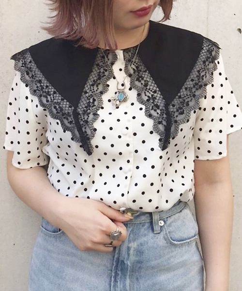 apres jour（アプレジュール）の「CONYドットエリレースブラウス【ZOZOTOWN限定アイテム】（シャツ/ブラウス・レディース・ホワイト/ブラック・フリー）」の5枚目の写真