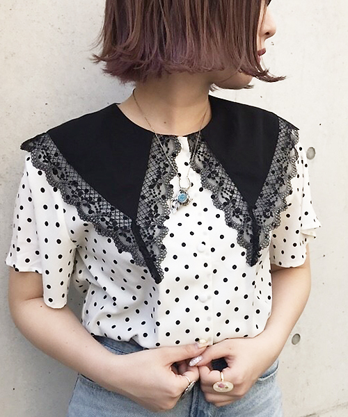 apres jour（アプレジュール）の「CONYドットエリレースブラウス【ZOZOTOWN限定アイテム】（シャツ/ブラウス・レディース・ホワイト/ブラック・フリー）」の3枚目の写真