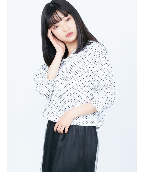 merry jenny（メリージェニー）の「ドットフリルカラーブラウス（シャツ/ブラウス・レディース・オフホワイト/ブラック/ミント・FREE）」の2枚目の写真
